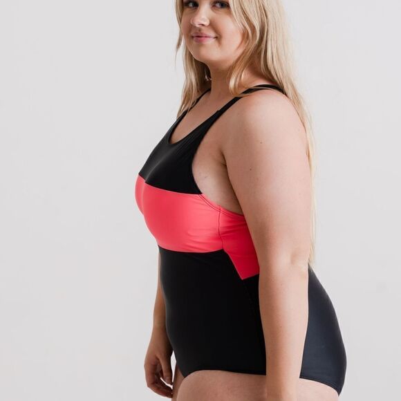 NWT XXL - Full Coverage, Supportive One Piece in Hot Pink and Black - Picture 6 of 8